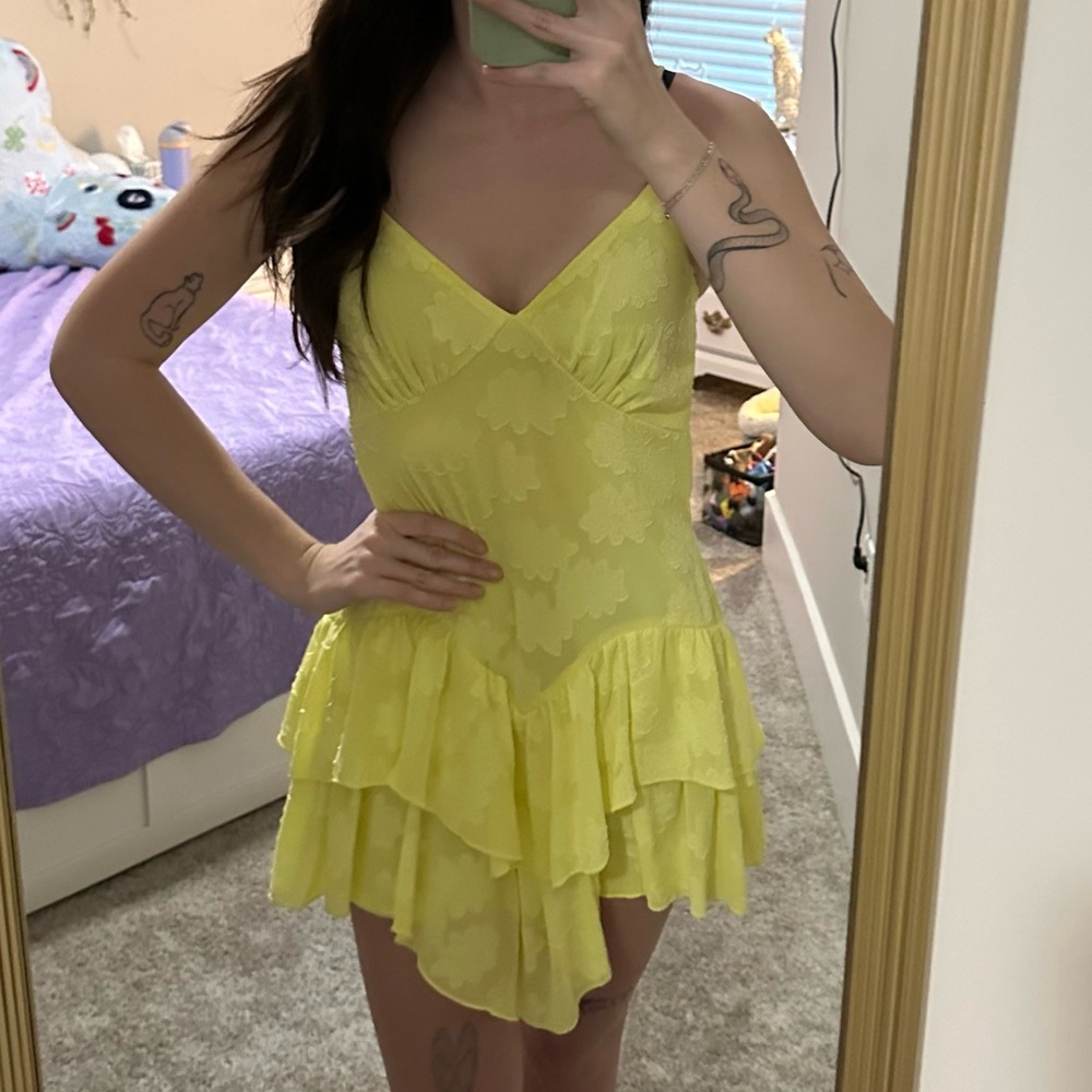 Wild Fable Yellow Ruffled Floral Sundress